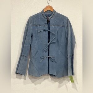 NWT Deadstock Elegant Blue Suede Studded Women's Blazer